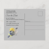 Graue und gelbe Tulpen, Gänse mit Sonnenuntergang Ankündigungspostkarte (Rückseite)