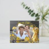 Graue und gelbe Tulpen, Gänse mit Sonnenuntergang Ankündigungspostkarte (Stehend Vorderseite)