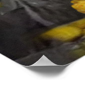 Graue und gelbe Tulpen, Gänse mit Sonnenuntergang Poster (Ecke)