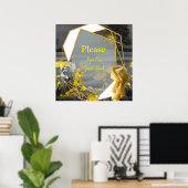 Graue und gelbe Tulpen, Gänse mit Sonnenuntergang Poster (Heimbüro)