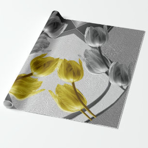 Graue und gelbe Tulpen mit Textur Geschenkpapier