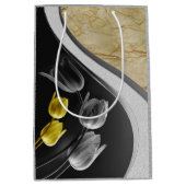 Graue und gelbe Tulpen mit Textur Mittlere Geschenktüte (Vorderseite)