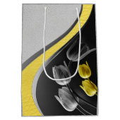 Graue und gelbe Tulpen mit Textur Mittlere Geschenktüte (Rückseite)