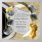 Graue und gelbe Tulpen mit Textur Poster (Vorne)