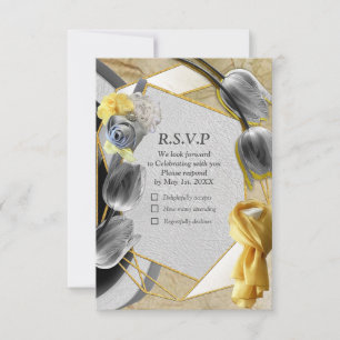 Graue und gelbe Tulpen mit Textur RSVP Karte