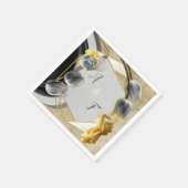 Graue und gelbe Tulpen mit Textur Serviette (Ecke)