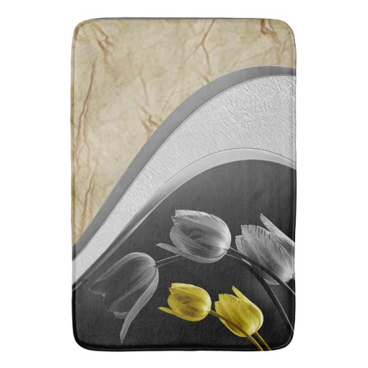 Graue und gelbe Tulpenfarben - Blume 2021 Badematte (Vorderseite Vertikal)
