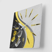Graue und gelbe Tulpenfarben - Blume 2021 Quadratische Wanduhr (Winkel)