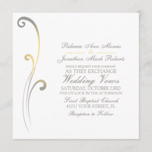 Graue und gelbe verblichene Blüh-Hochzeitseinladun Einladung