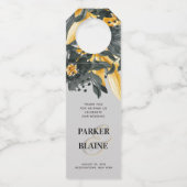 Graue und gelbe Wasserfarbe Blumenmodisch Moderne Flaschenanhänger (Vorderseite)