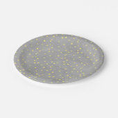 Graue und gelbe Wasserfarben Pappteller (Schrägansicht)