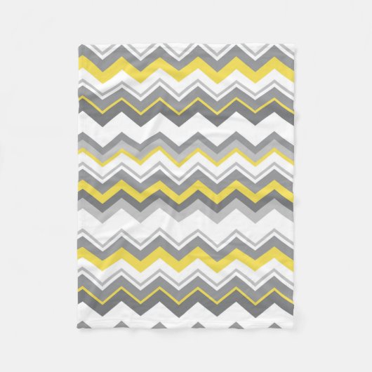 Graue und gelbe Zickzack Fleecedecke (Vorderseite)