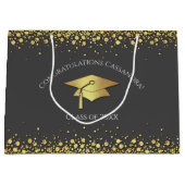 Graue und goldene Abschlussfeier Große Geschenktüte (Vorderseite)
