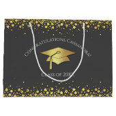 Graue und goldene Abschlussfeier Große Geschenktüte (Rückseite)