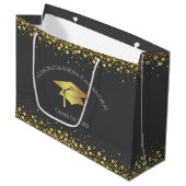 Graue und goldene Abschlussfeier Große Geschenktüte (Vorderseite Schrägansicht)