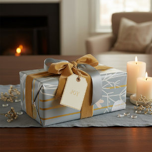 Graue und goldene abstrakte botanische minimalisti geschenkpapier
