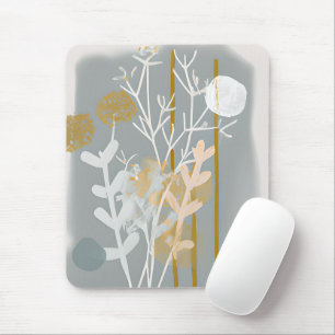 Graue und goldene abstrakte botanische minimalisti mousepad