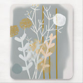 Graue und goldene abstrakte botanische Minimalkuns Mousepad (Vorne)