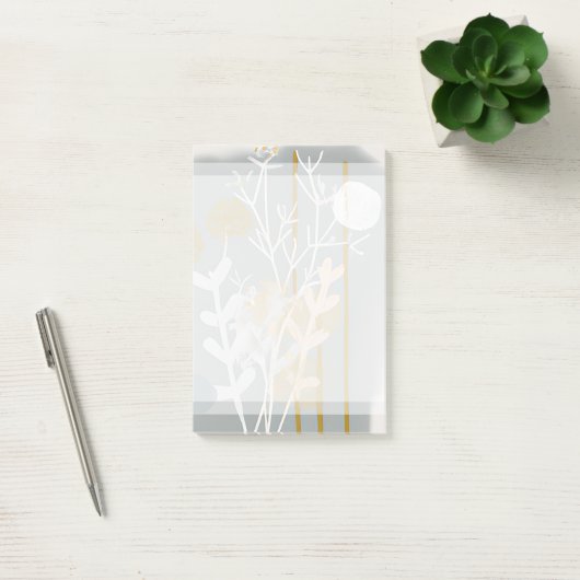 Graue und goldene abstrakte botanische Minimalkuns Post-it Klebezettel (Büro)