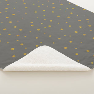 Graue und goldene Abstrakte Moderne Random Dot Mus Sherpadecke