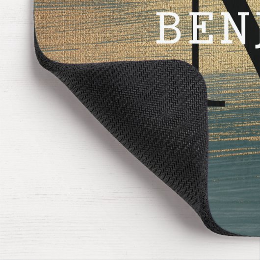 Graue und goldene Abstrakte Monogram für Männer Mousepad (Ecke)