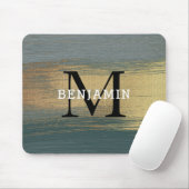 Graue und goldene Abstrakte Monogram für Männer Mousepad (Mit Mouse)