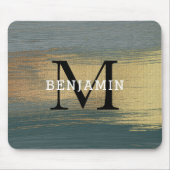 Graue und goldene Abstrakte Monogram für Männer Mousepad (Vorne)