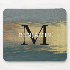 Graue und goldene Abstrakte Monogram für Männer Mousepad