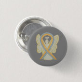 Graue und goldene Awareness-Schleife benutzerdefin Button (Vorne & Hinten)