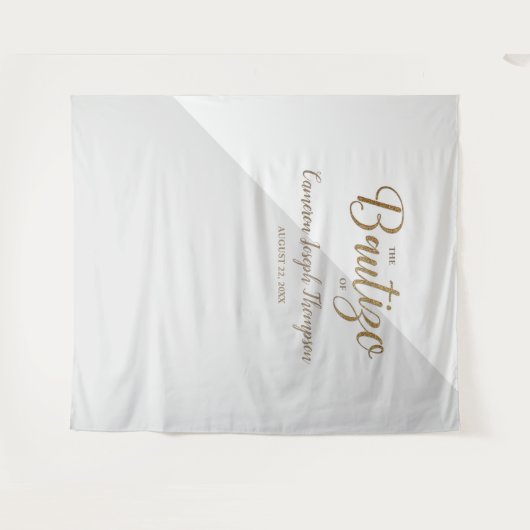 Graue und goldene Baby Taufe Custom Bautizo Hinter Wandteppich (Vorderseite (Horizontal))