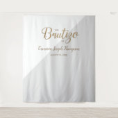 Graue und goldene Baby Taufe Custom Bautizo Hinter Wandteppich (Vorderseite)