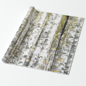 Graue und goldene Birkenbäume Geschenkpapier (Ungerollt)