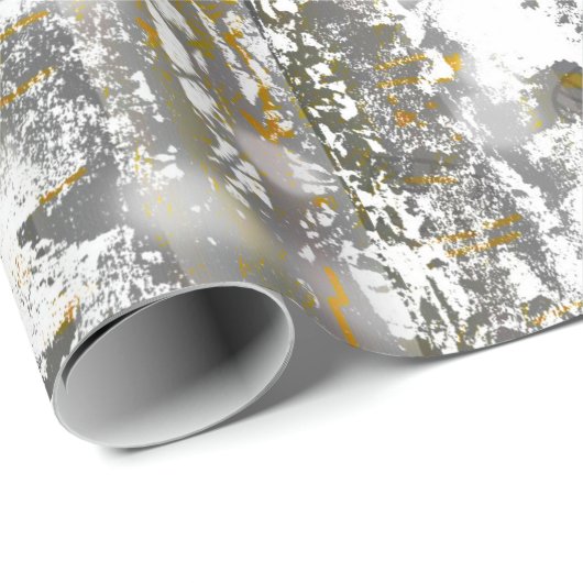 Graue und goldene Birkenbäume Geschenkpapier (Rolleneckpunkt)