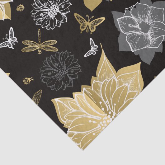 Graue und goldene Blume Seidenpapier (Ausschnitt)