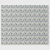 "Graue und goldene Blumen Geschenkpapier (Flach)