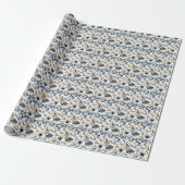 "Graue und goldene Blumen Geschenkpapier (Ungerollt)