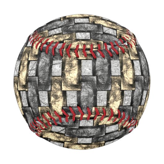 Graue und goldene Färbung, rechteckige Schnitzerei Baseball (Rückseite)