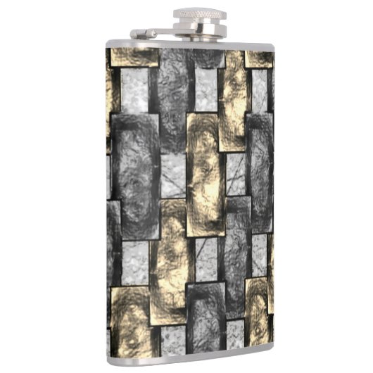 Graue und goldene Färbung, rechteckige Schnitzerei Flachmann (Rechts)