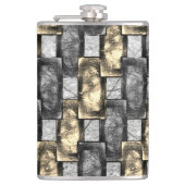 Graue und goldene Färbung, rechteckige Schnitzerei Flachmann (Vorderseite)