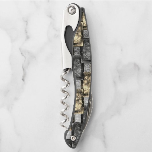 Graue und goldene Färbung, rechteckige Schnitzerei Kellnermesser (Vorderseite)