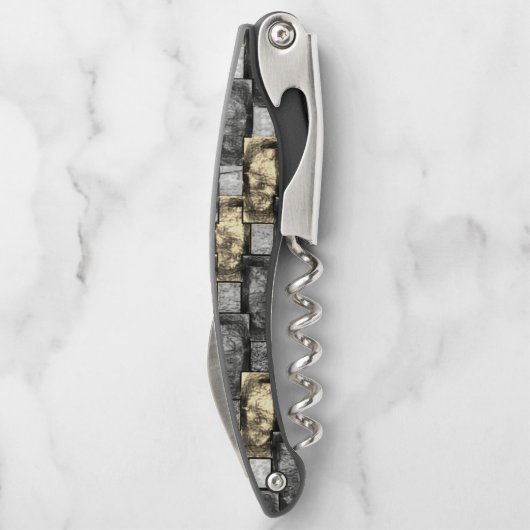 Graue und goldene Färbung, rechteckige Schnitzerei Kellnermesser (Rückseite)