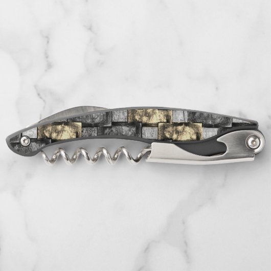 Graue und goldene Färbung, rechteckige Schnitzerei Kellnermesser (Rückseite)