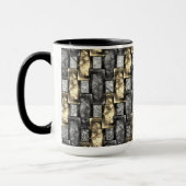 Graue und goldene Färbung, rechteckige Schnitzerei Tasse (Links)