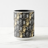 Graue und goldene Färbung, rechteckige Schnitzerei Tasse (Zentrum)