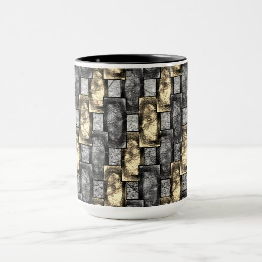 Graue und goldene Färbung, rechteckige Schnitzerei Tasse (Zentrum)