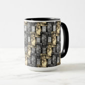 Graue und goldene Färbung, rechteckige Schnitzerei Tasse (VorderseiteRechts)