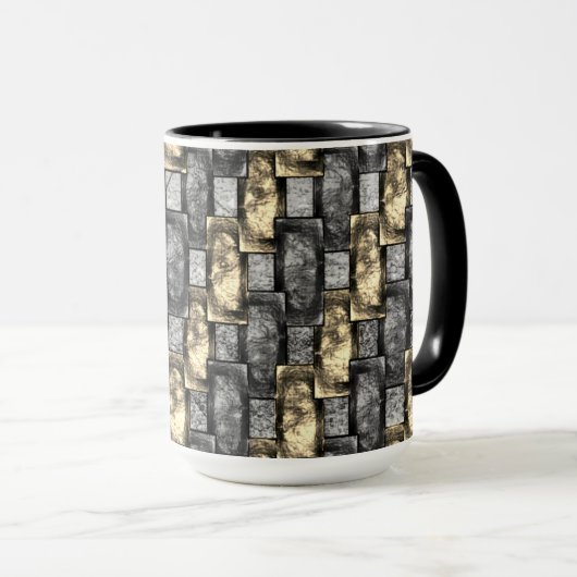 Graue und goldene Färbung, rechteckige Schnitzerei Tasse (VorderseiteRechts)