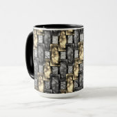 Graue und goldene Färbung, rechteckige Schnitzerei Tasse (Vorderseite Links)