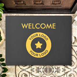 Graue und goldene Firmenlogos Fußmatte