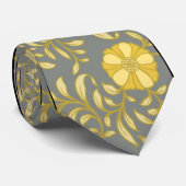 GRAUE UND GOLDENE GELBE MIT BLUMENKRAWATTE KRAWATTE (Gerollt)